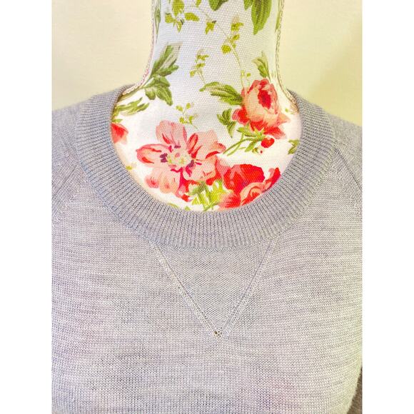 Madewell  Merino Wool Gray Crewneck Sweater With Elbow Patch Small - Picture 2 of 9